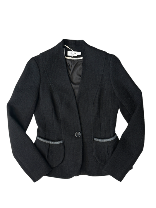 Single-Button Tailored Blazer Textured Black / Size 4