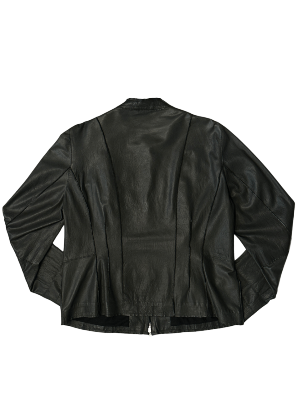Mesh Lined Leather Jacket Zip Black / Size 42