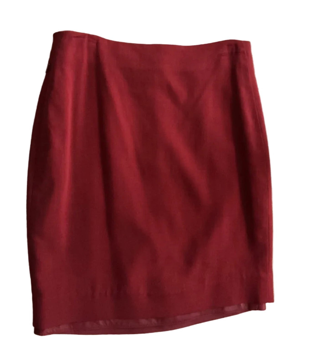 Leather Trim Pencil Skirt Red / Size 10