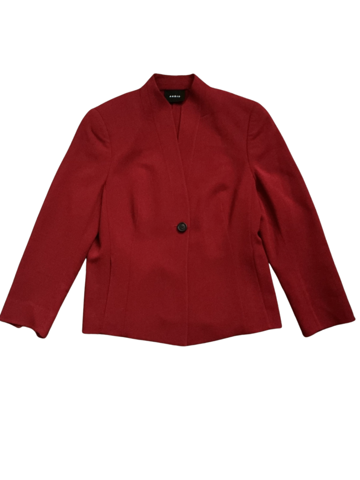 Collarless Single Button Blazer Red / Size M