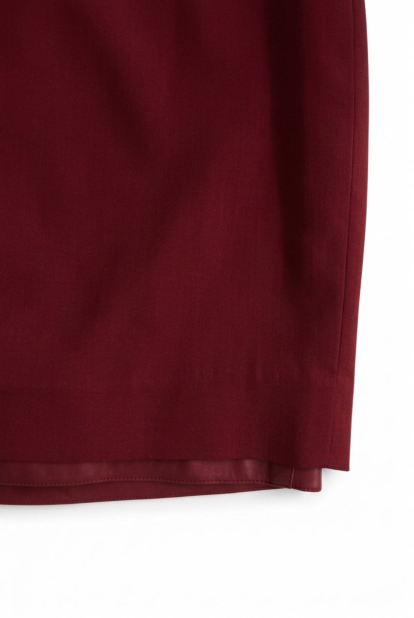 Leather Trim Pencil Skirt Red / Size 10