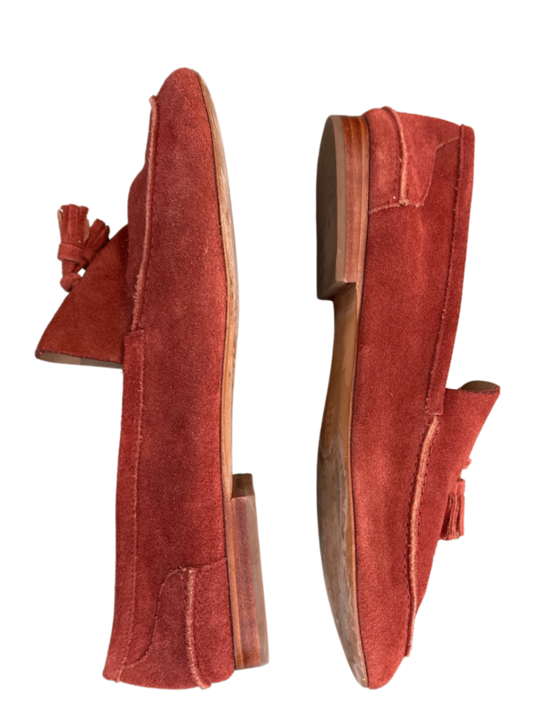 Suede Tassel Loafers Rust / Size 38.5