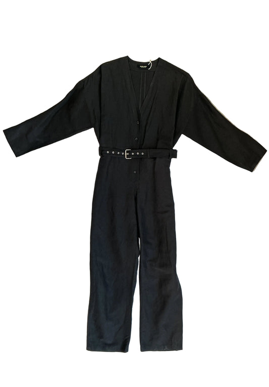 Relaxed Linen Belted Jumpsuit / Size 8