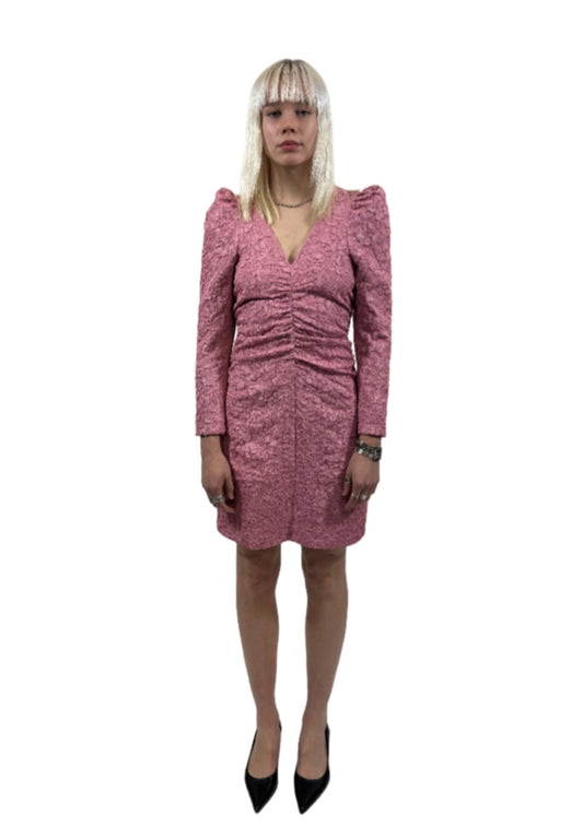 Stretch Jacquard V-Neck Mini Dress / Size 36