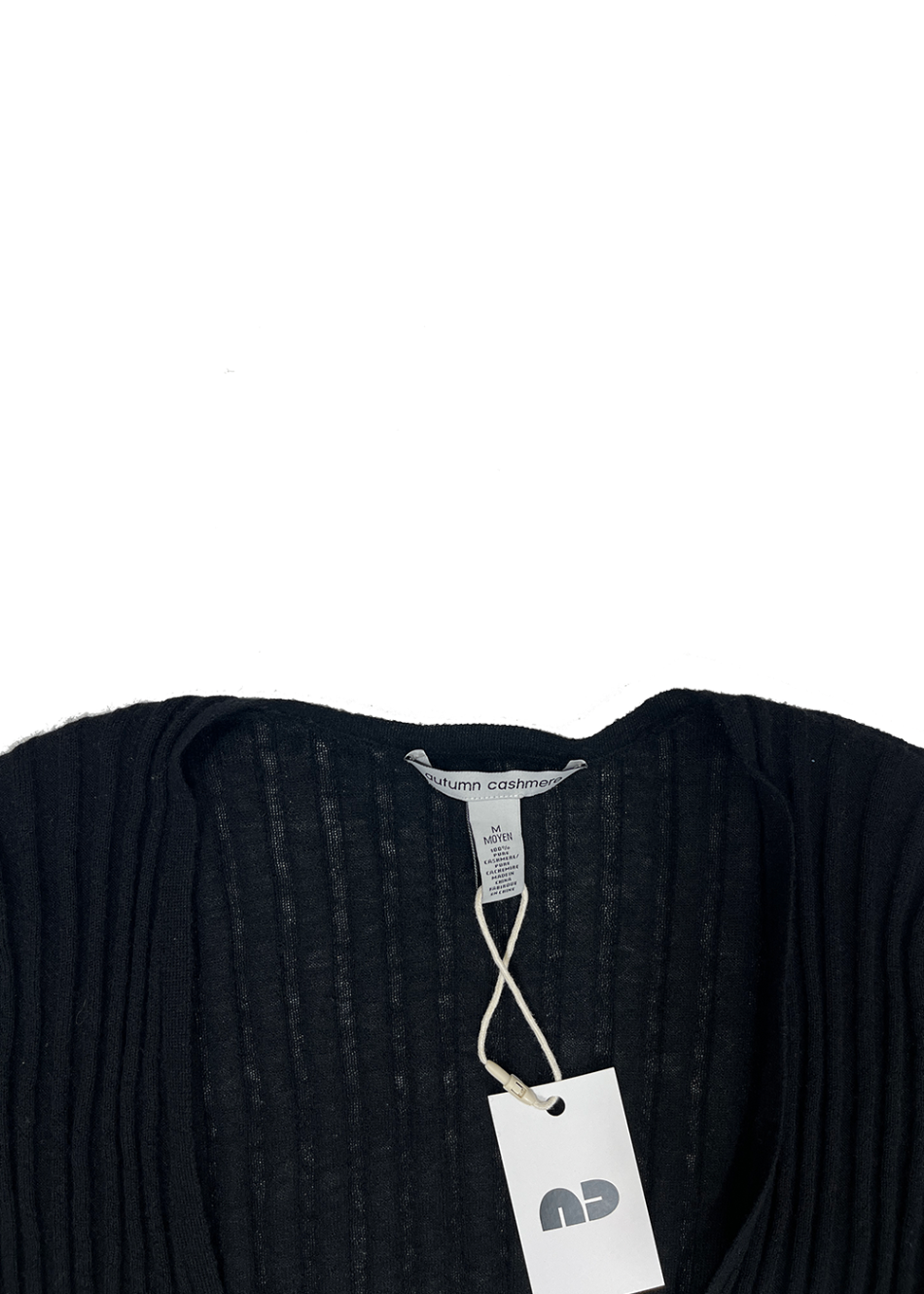 Cashmere Ribbed Tie Front Cardigan Black / Size M